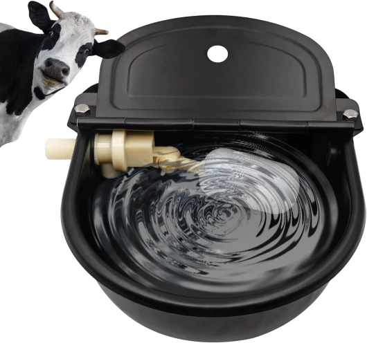 Abreuvoir Automatique pour Chiens, Abreuvoir pour Chevaux en Acier Inoxydable Noir avec Valve Flottante Ajustable de 1/2 Pouce pour Bovins, Moutons, Cochons et Chiens