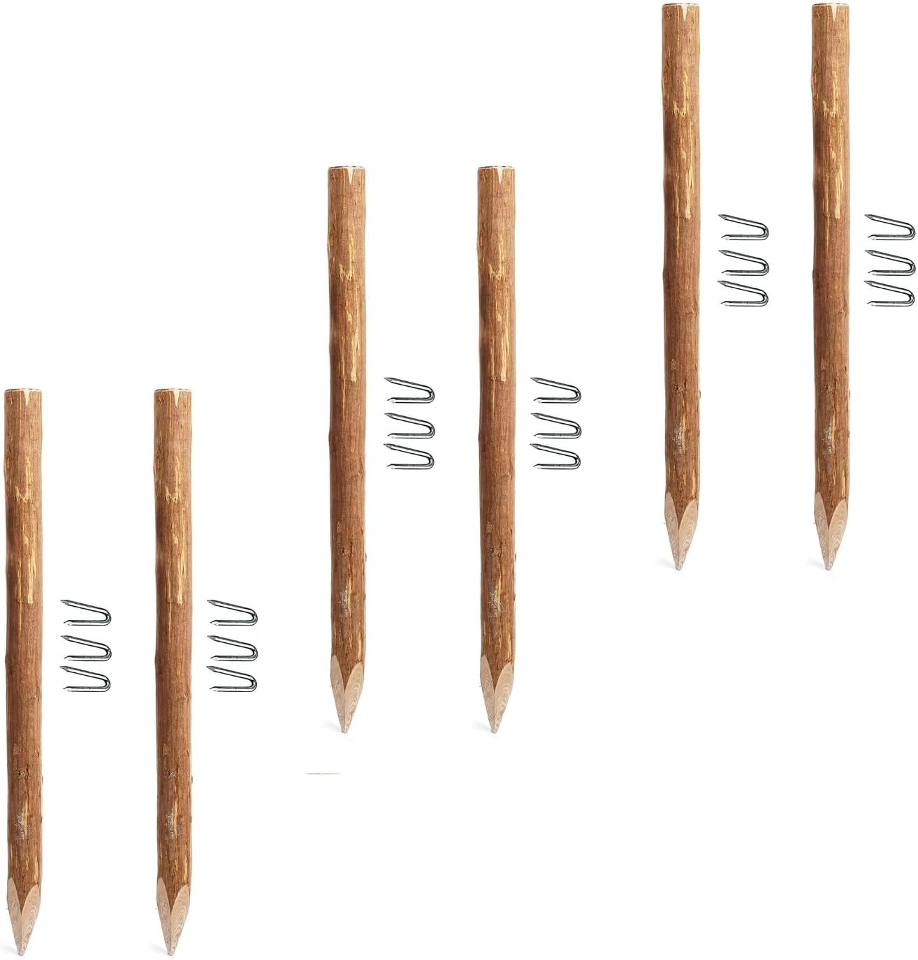 6xHaselnuss Staketenzaun Pfosten - Lot de 3 poteaux de clôture en bois traité pour clôture de 500 cm de haut - 120 cm de haut - Fabriqué en Europe - Tasseau bois Piquet cloture Portillon bois 6x 120 CM HAUTEUR