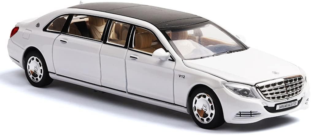 YZSCS S650 Maybach Limousine 1:32 Diecast Alliage Métallique 6 Portes Ouvertes Modèle De Voiture en Alliage Voiture Jouet Tirez Enfants Voiture Jouet,Blanc