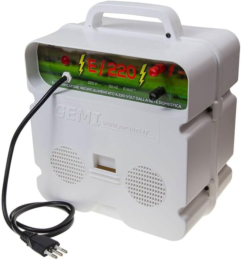 Gemi Elettronica ELECTRIFICATEUR De Clôture Électrique Clôture Électrifiée 5 Km Secteur 220 Volts E/220 pour Animaux Chevaux Chiens Sangliers Vaches Porcs Poules