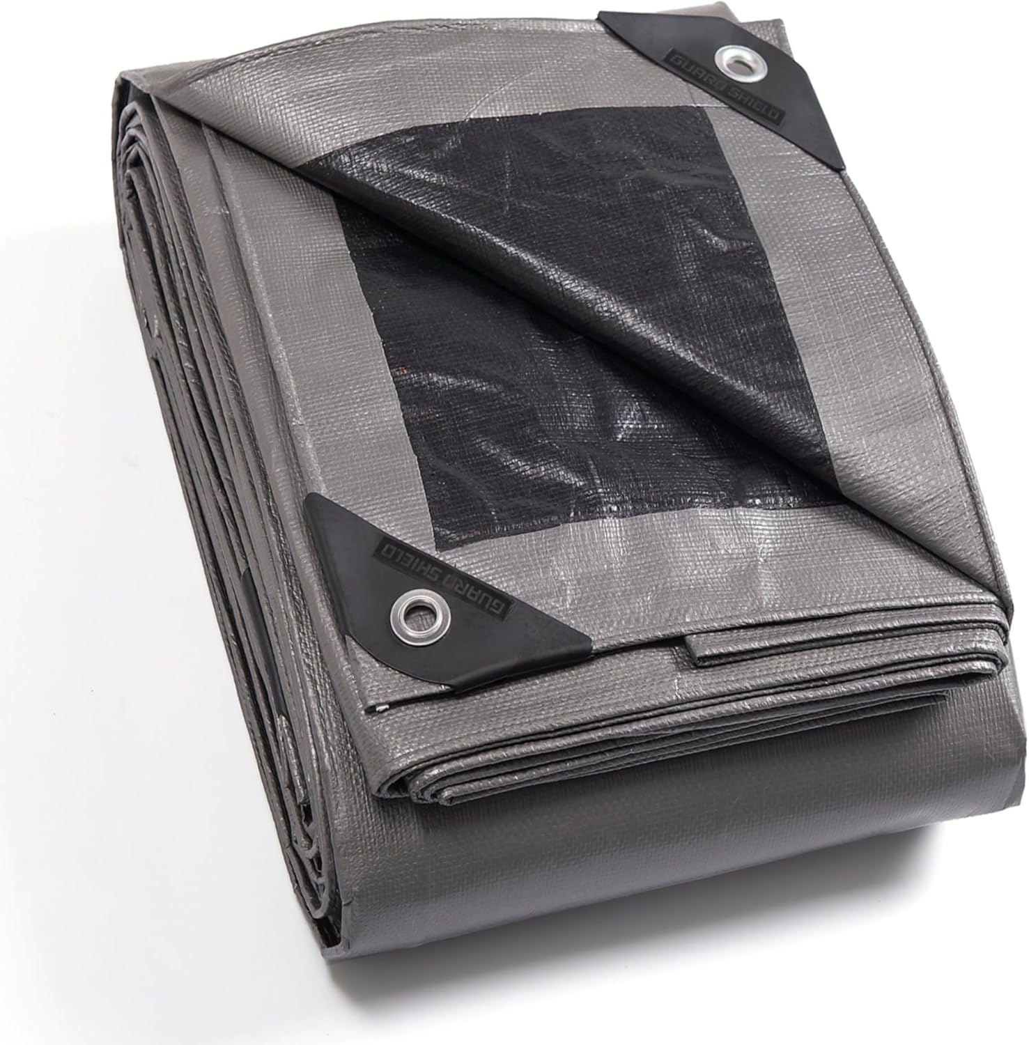 Bâche de Protection Bâche Imperméable étanche 4x4m Gris/Noir 160g/m² Polyéthylène Bâches UV Résistant avec œillets Gris/Noir 4x4 m