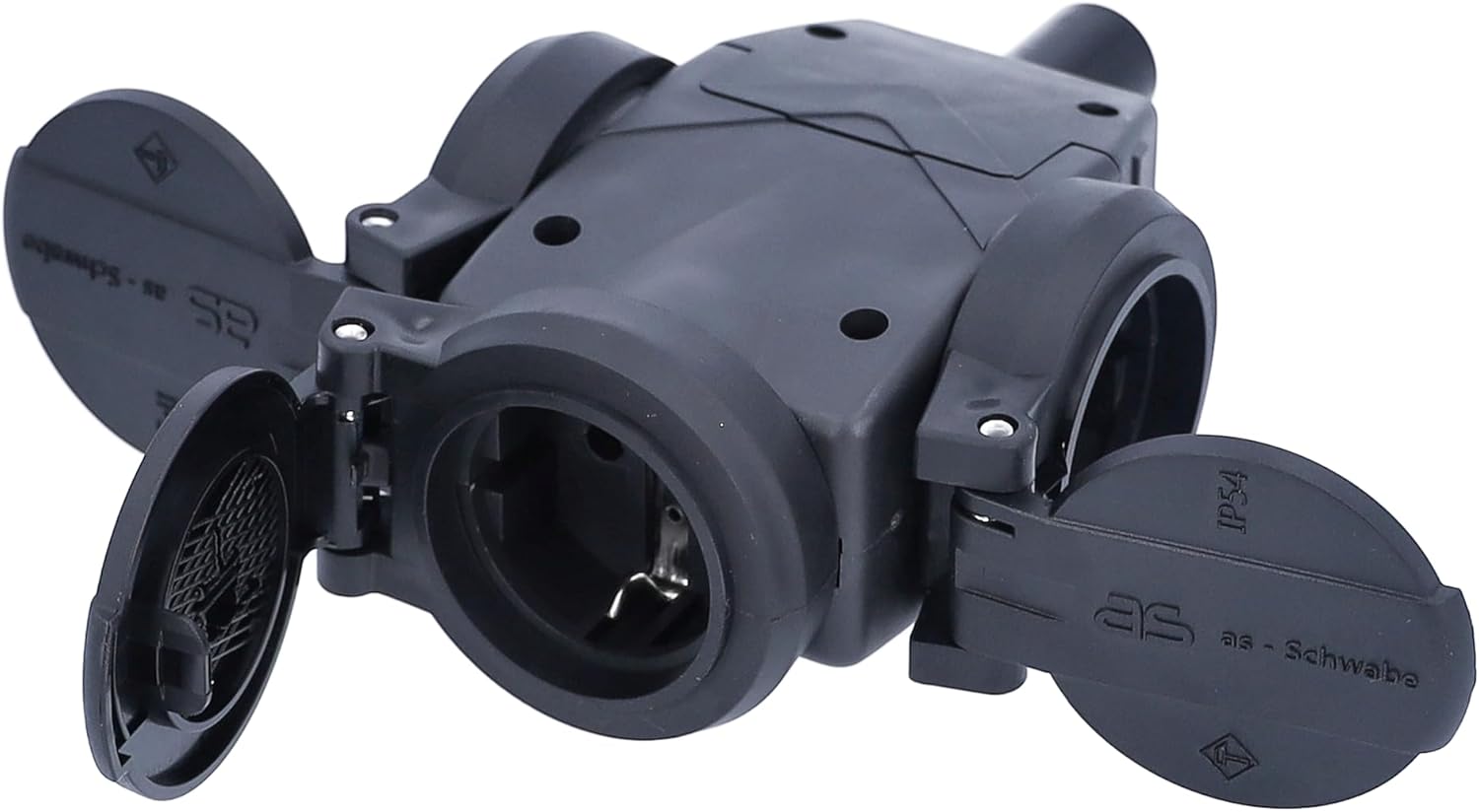 As - Schwabe Triplette NF 2P+T 230V / 16A Multiprise Électrique en Caoutchouc Renforcé Adaptée pour le Chantier / l'Industrie / la Maison IP44 Made in Germany I 860455