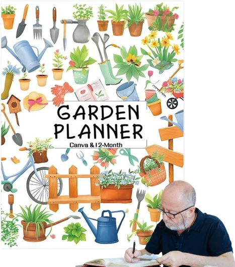 Livre de planification de jardinage, suivi de l'entretien des plantes, carnet de planification horticole, planificateur de jardinage de 12 mois, guide des amateurs de jardinage, journal d'entretien