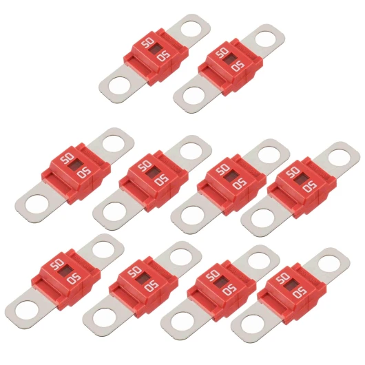 Kueohse Fusible/Midi 50 A Fusible à Courant éLevé Fusible Boulonné 50 A pour Voitures, Camions, VéHicules de Construction, Bus, Caravanes (10 PièCes)