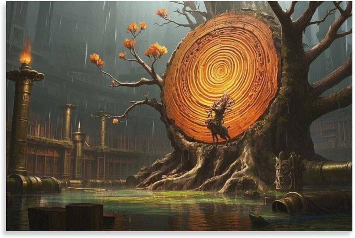 PHQAZWSXE Tronc d'arbre Impression Sur Toile Murale Peinture Tableaux Rainy Arbre fleuri Tronc d'arbre Muraux Décoration Toile Durable Bain Salon 12x18inch(30x45cm) Unframe-style-4 12x18inch(30x45cm)