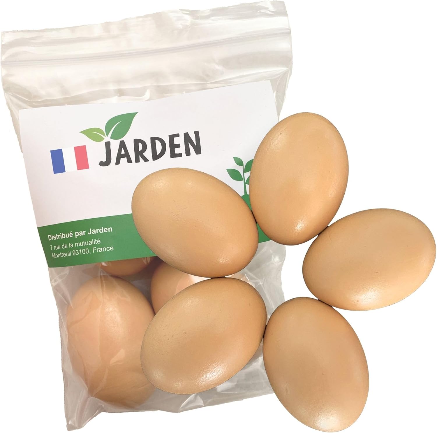 ® Lot de 5 Oeufs de Poules Factices en Bois Réalistes - Faux Oeufs pour Poulailler, Pondoir et Abri de Poules Pondeuses - Accessoire pour Perchoir et Enclos Extérieur de Jardin