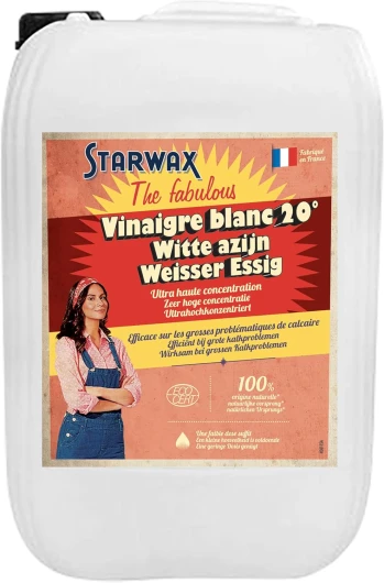 : Vinaigre Blanc Ménager 20° -Nettoie, Détartre, Fait Briller - Ultra Haute Concentration - 100% d'Origine Naturelle - - Intérieur et Extérieur - Fabrication Française -10L 1 ml (Lot de 1)