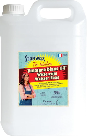 Vinaigre Blanc Ménager 14° - Détartre, Dégraisse, Adoucit l'Eau, Détache - Sans Parfum - 100% d'Ingrédients d'Origine Naturelle - Fabriqué en France - 5L 5 l (Lot de 1)