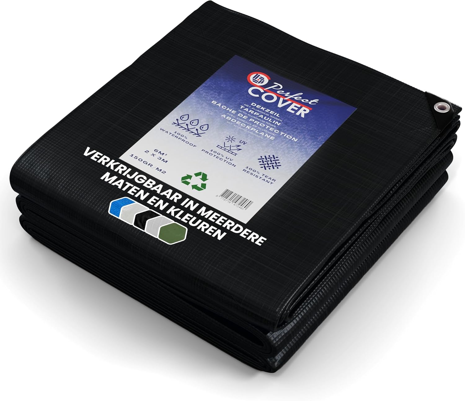 Bâche étanche Forte avec Oeillets pour Meubles de Jardin, Piscine, Voiture, Caravane - résistante aux UV, indéchirable, sur Mesure (Noir, 3x4M) Noir 3x4M