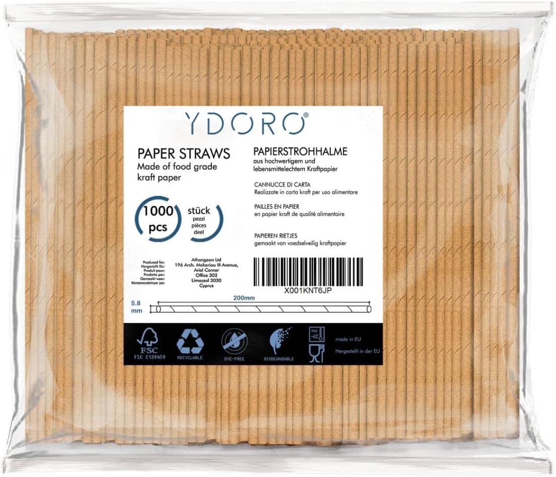 YDORO - Pailles en papier 1000 pcs - - Pailles en papier kraft biodégradable