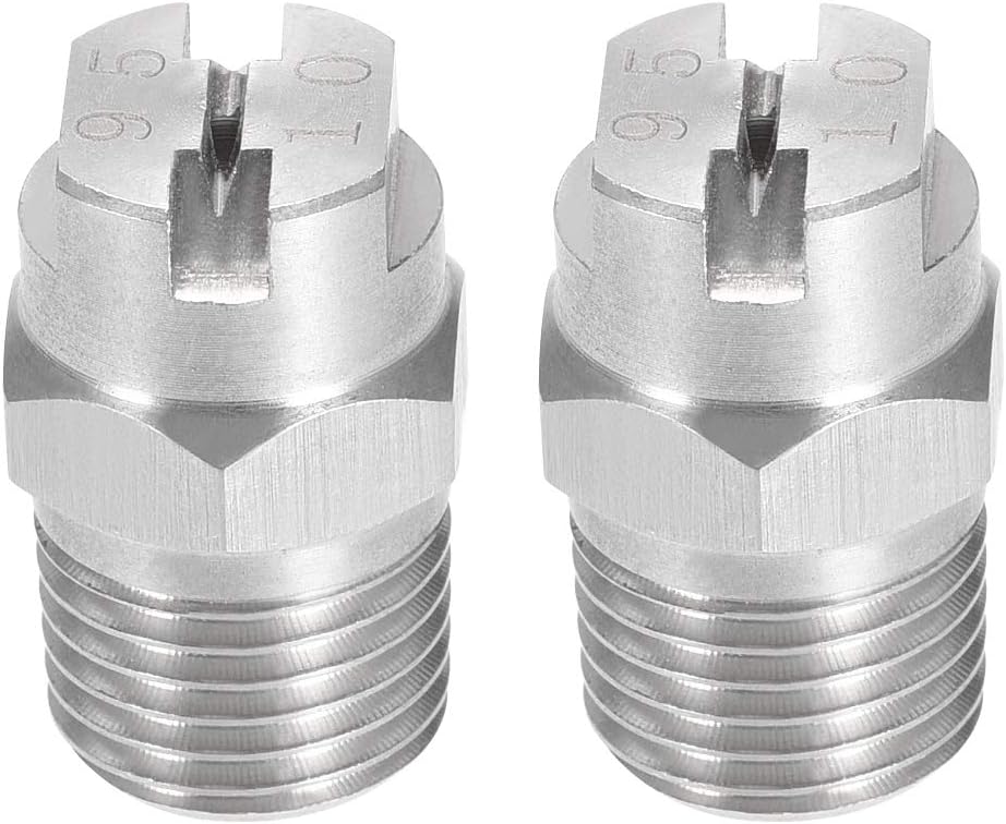 Pointe Pulvérisation à Jet Plat - Buse Acier Inoxydable 304 à Filetage Mâle 1/4BSPT 2Pcs 1/4BSPT (95 Degrés 2,0mm Orifice)