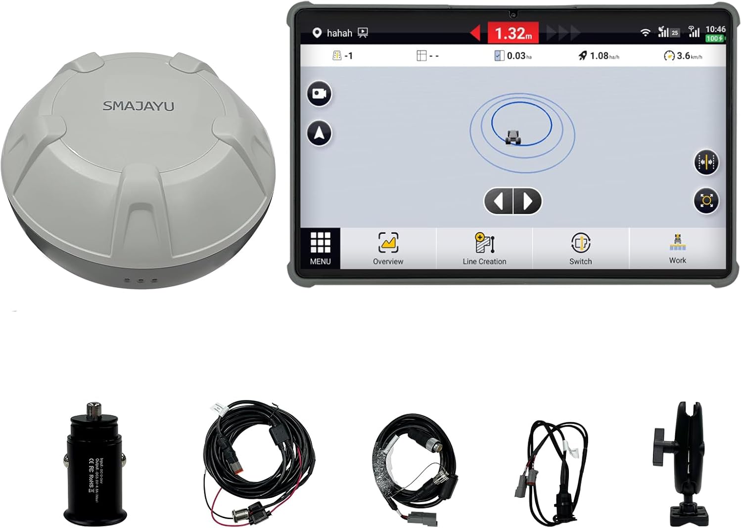 Système de Guidage GPS pour Tracteur SMA10, Groupe de Lignes adapté aux terrains irréguliers et vallonnés, Ligne Droite, Courbe, A+, Mode Pilote, Navigation GPS pour Agriculture de précision