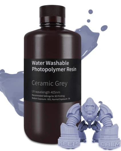 Resine Lavable à l'Eau pour Imprimante 3D 1000g Gris, 405nm Durcissement UV Rapid Résine pour LCD Impression 3d Printer Gris, 1000g