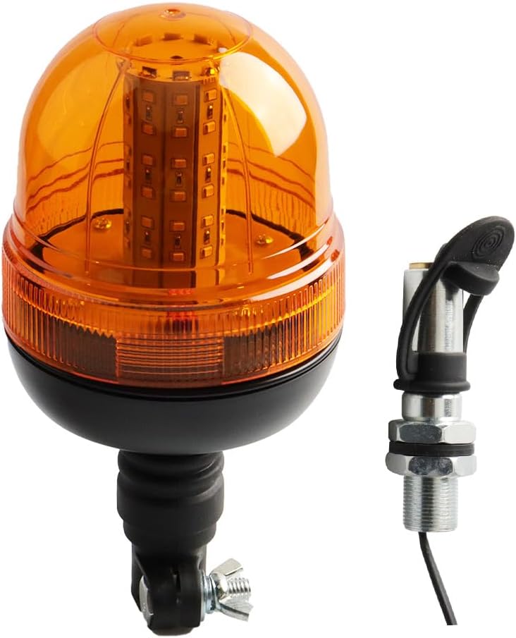 Hooma 60 LED Gyrophare Led Tracteur Agricole 12V 24V Orange 3 Modes de Flash Etanche Gyrophare Led Couleur Ambre Pour Tracteurs, Chariots élévateurs, Camions, UTV (Inclus Support)