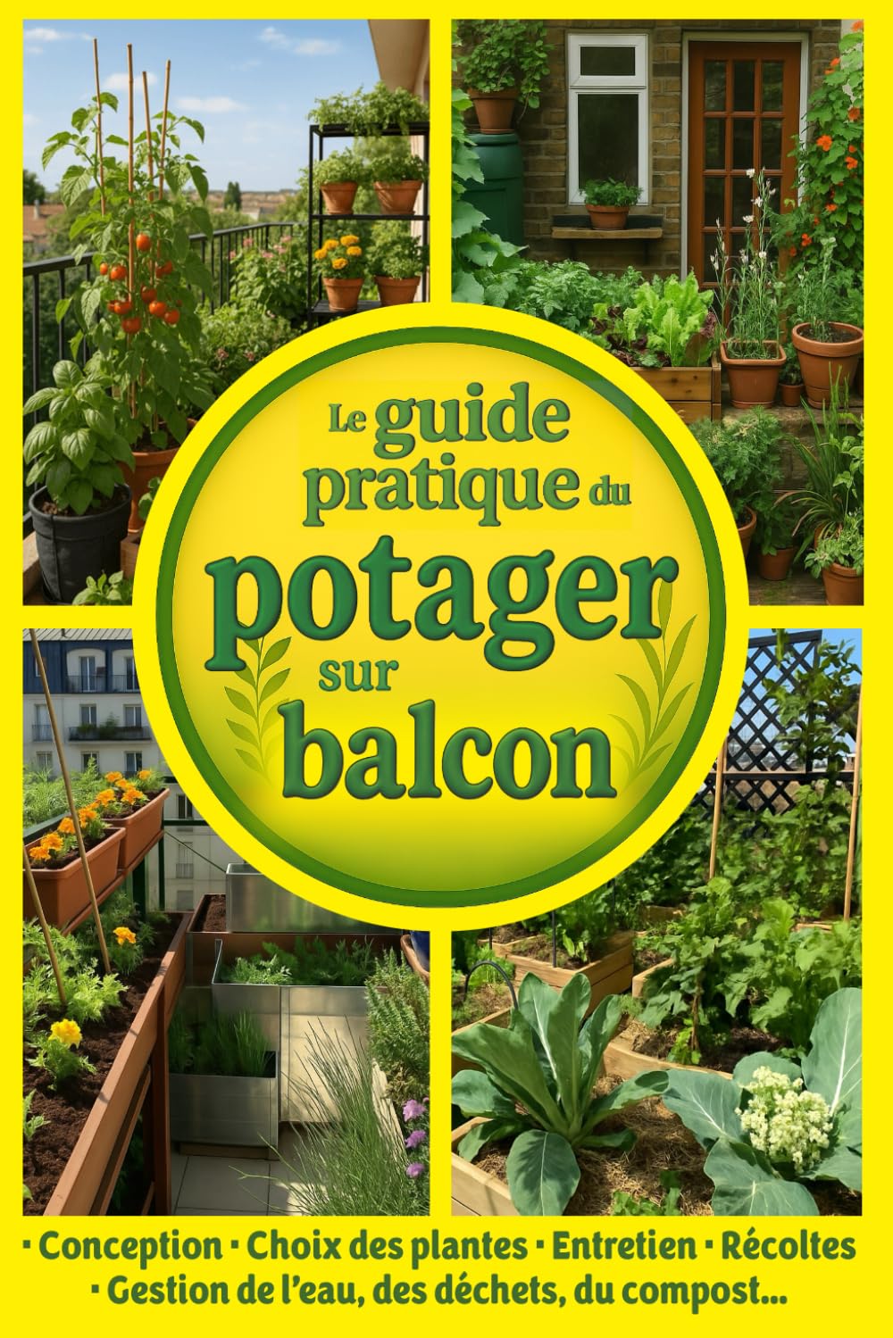 Le guide pratique du potager sur balcon: conception, choix des plantes, entretien, récoltes, gestion de l’eau, des déchets, du compost…