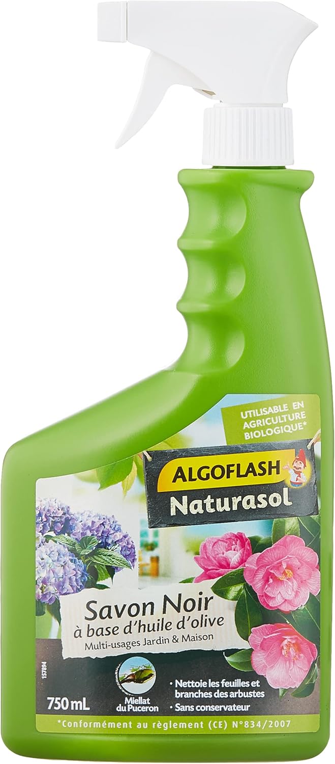 NATURASOL Savon Noir prêt à l'emploi, pour jardin, plantes d’intérieur et entretien maison, Pulvérisateur 750 ml, BIOSAPRET750A
