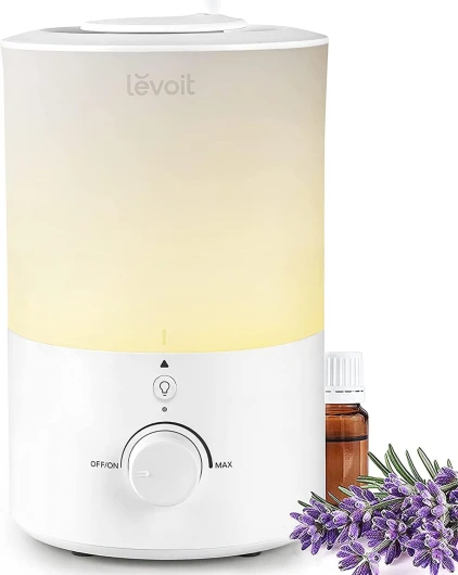 Humidificateur d'Air Chambre 3L Top-Fill, 25H d'Autonomie, <28dB Ultrasonique Silencieux, avec Veilleuse, Diffuseur, Arrêt Automatique, Buse à 360°, Brume Froide, Sans BPA pour Dual 150 Veilleuse et Diffuseur 3L