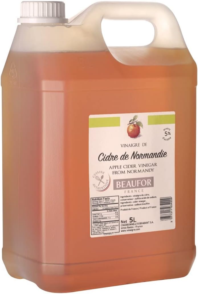 5 L de Vinaigre de Cidre de Normandie, France, Naturel - Bidon de 5L - Idéal pour Cuisine, Santé et Bien-être, chevaux - Origine: France.