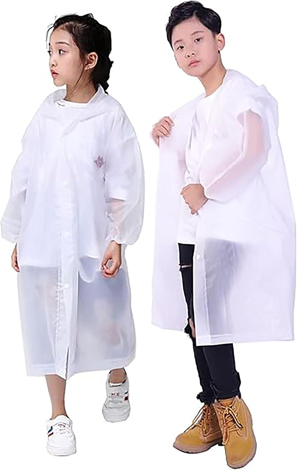 SunAurora 2 Pièces Imperméable pour Enfants, Réutilisable Poncho de Pluie EVA Imperméable Enfant Vêtements de Pluie, Poncho de Pluie Transparent avec Capuchon pour Cyclisme Extérieur