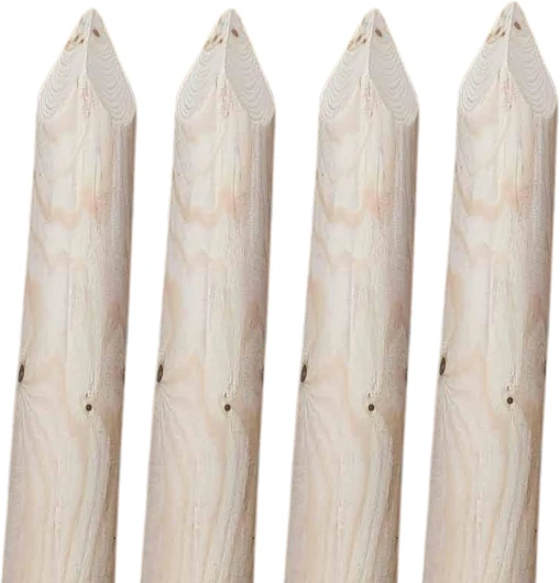TIMBERMIK ø 6cm Lot de 4 Piquet Cloture Bois Longueur: 200 cm Poteaux De Clôture De Jardin Non Imprégné Résistant Aux Intempéries Palissade Tuteurs avec Pointe 200 cm environ