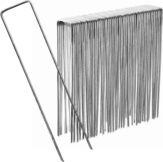 50 Agrafes fixation Acier galvanisé H17cm L3.5cm 3mm - Piquet pour fixer tuyau, bâche, filet, toile jardin Lot de 50