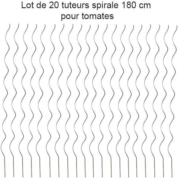 Lot de 20 Tuteurs spirale 180cm pour plants de tomates en acier galvanisé