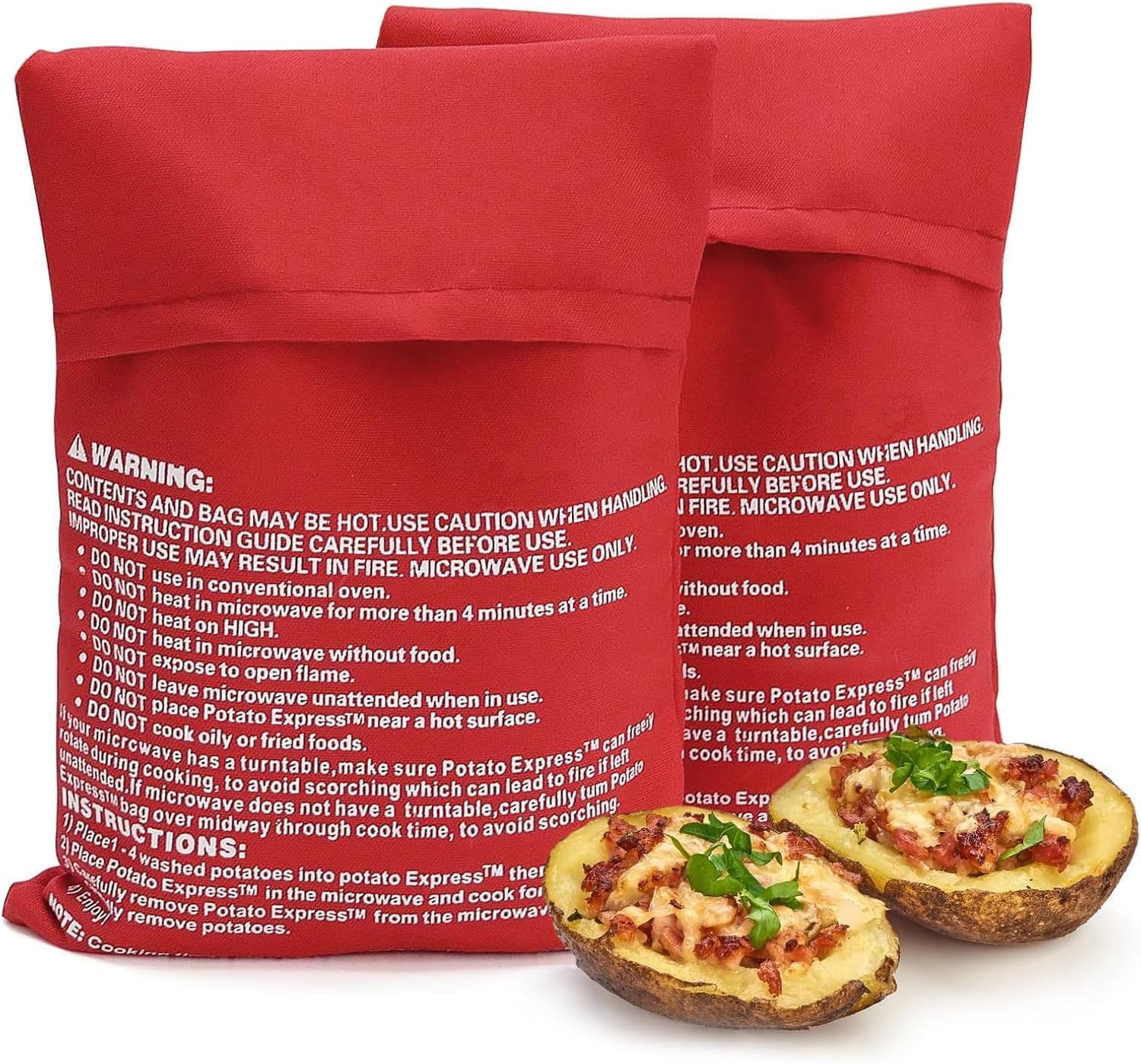 Flycppo 2 Pièces Sac Pomme de Terre Micro Onde,Sacs de Cuisson RéUtilisables,Sachet Cuisson Vapeur,Sac a Patate Potato Express pour Cuisine