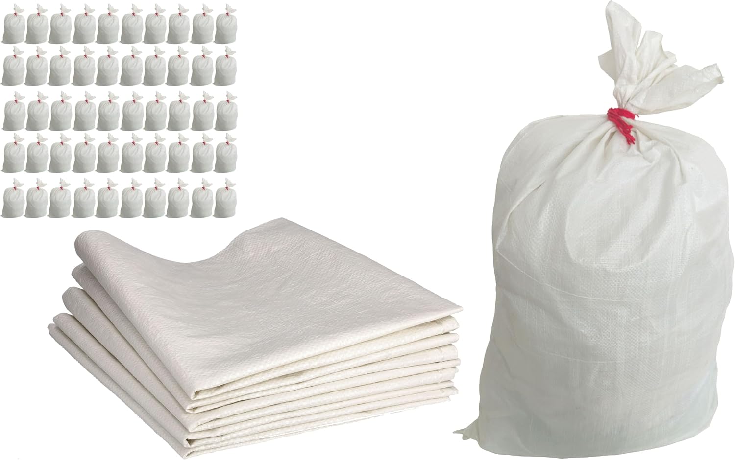 Sac à Gravat - Sacs en Polypropylène Alimentaire pour Cereale Chantier Riz et Grain, 50x Tissu PP 85x50 cm Agricole pour Charbon Stockage Ble Maïs Farine Sable et Déchets, Tissé 25 kg 50 25 Kg - Blanc