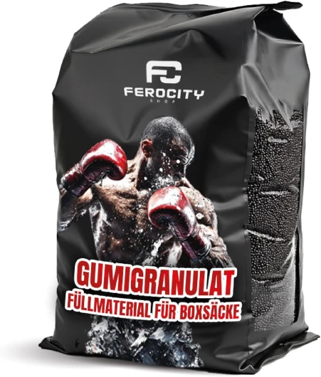 Ferocity Remplissage pour Sac de Boxe 25 KG env - 45L - pour Makiwara, Poire de Maïs, Poire de Boxe, Sac de Frappe - Granulés de Caoutchouc SBR – Densité Optimale, Haute Résistance, Écologique [137]