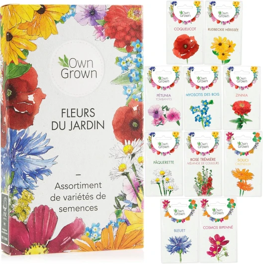 10 variétés de semences de fleurs et de fleurs comestibles - Kits prêt-à-pousser de plante pour le jardin et le balcon extérieur par OwnGrown