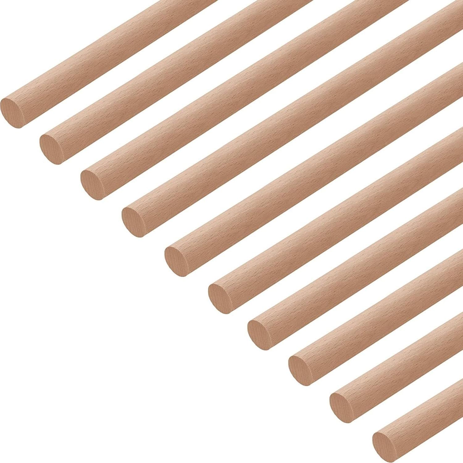 Barre ronde en hêtre lisse - Grumes pour artisanat & jardin - Dimensions : 30 x 1000 mm - Baguettes en bois de hêtre - Bois Massif - Barre ronde en bois - Bâtonnets ronds - 10 Pièces 10 pièces 30 x 1000 mm