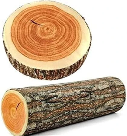 MASINIES Tronc d'arbre grumes Coussins, Coussins en Bois Naturel grumes Coussins en Bois Souple Chaise Coussin, Coussins décoratifs créatifs en Grain de Bois Rond (#3)