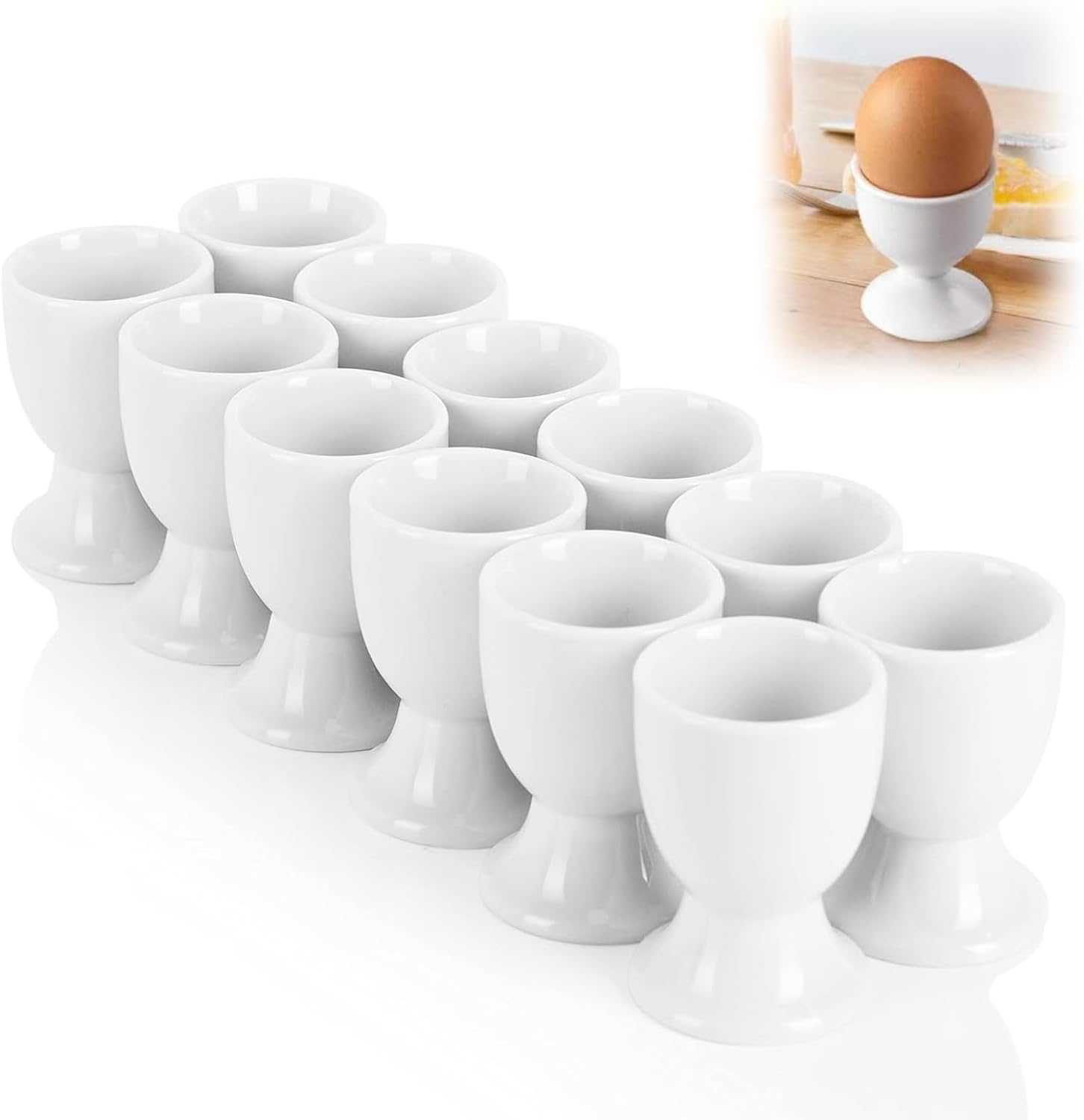 12pcs Coquetiers Blancs pour Œufs Durs Et Mous, Coquetiers Blancs en Plastique pour Œufs Durs Et Mous, Parfaits pour Le Petit Déjeuner en Famille, Pratiques Et Élégants pour Toutes Les Occasions