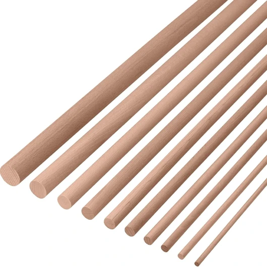 Barre ronde en hêtre lisse - Grumes pour artisanat & jardin - Dimensions : 16 x 2000 mm - Baguettes en bois de hêtre - Bois Massif - Barre ronde en bois - Bâtons en bois - 5 Pièces 5 pièces 16 x 2000 mm