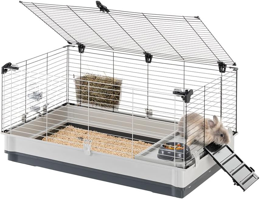 Cage pour Lapins, Cochons d'Inde et Petits Animaux KROLIK Large, Maison et Accessoires Inclus L 22 x l 15 x H 40 cm