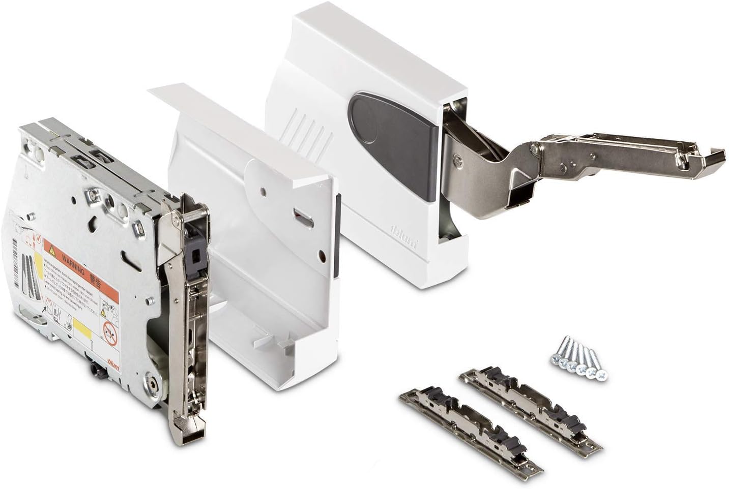 Ferrure d'abattant Blum® AVENTOS HK 20K2500 (LF 750-2500) avec Blumotion pour relevage Angle d'ouverture 107° y compris caches blanc satiné et kit de fixation frontale 20K2500 (LF 750-2500) Blanc de Soie