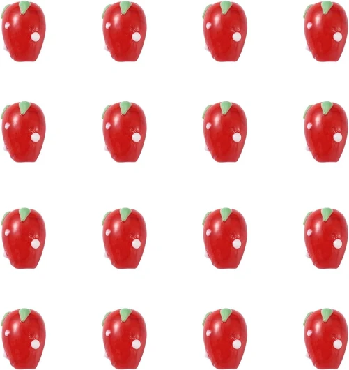 Lot de 20 perles en verre de Murano en forme de fraise pour fabrication de bijoux, bracelets, boucles d'oreilles - Rouge