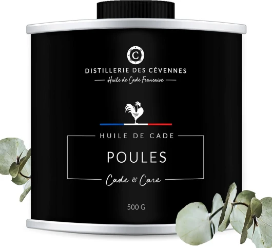 Huile de Cade pour Poules et Volailles - 500g - La Seule Huile 100% Fabriquée et Distillée en France 500 Gr