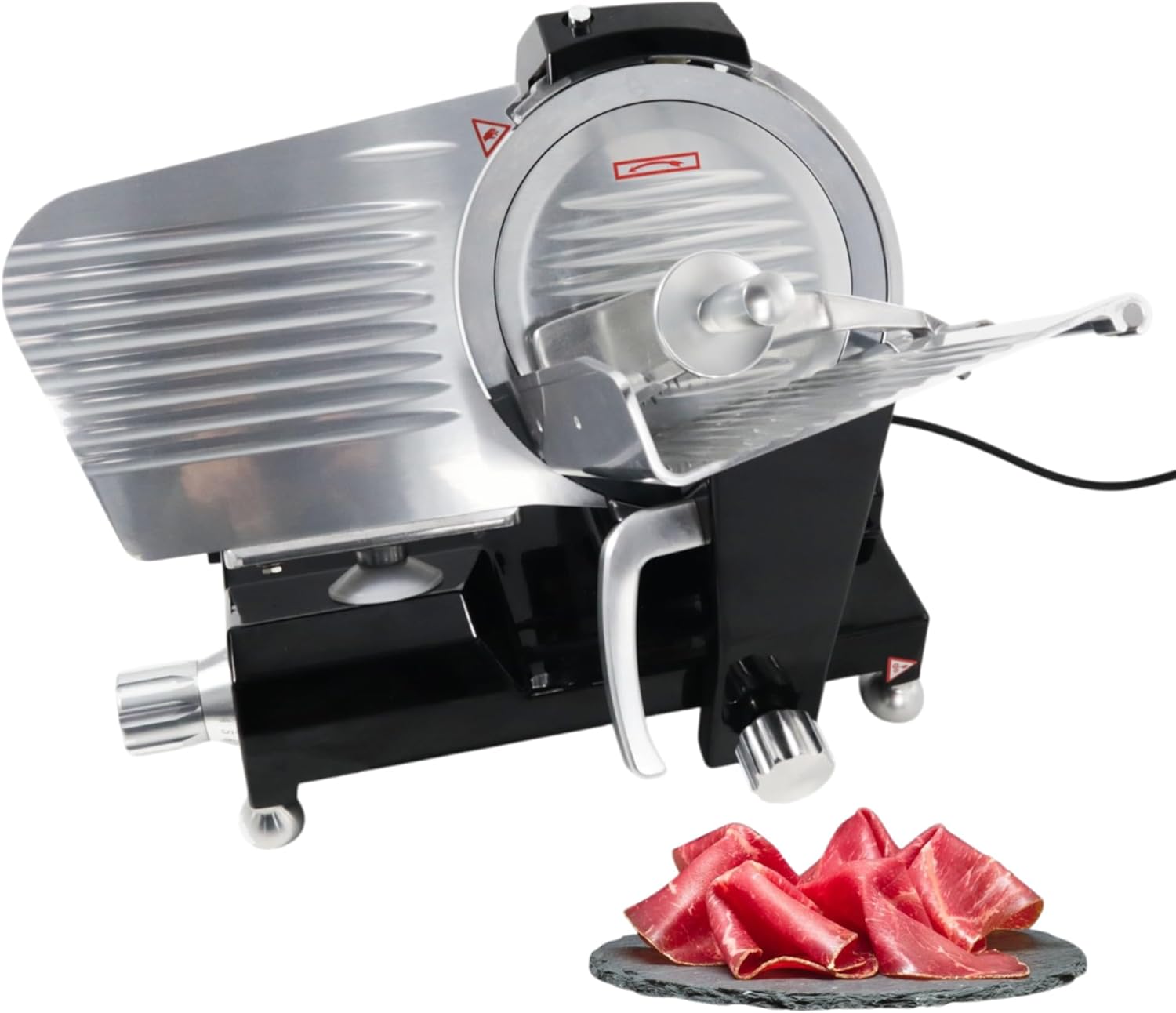 Trancheuse à Jambon Premium 250 mm – Épaisseur Réglable 0 à 15 mm – Design Noir Élégant – Haute Performance et Robustesse