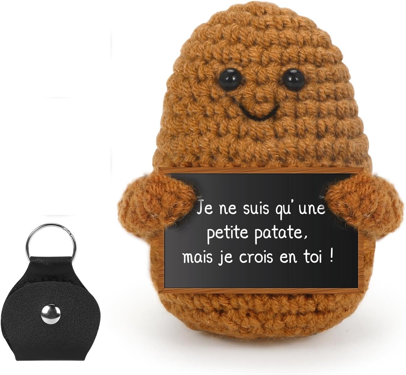Aurasky Pomme de Terre Positive, Petite Patate en Français, Poupées de Pomme Terre avec Carte Positive et Câlin Porte Bonheur, Inspirant Cadeaux pour Homme Femme Enfant Couple Collègue Marron - 2