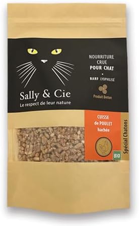 Croquette Barf : Cuisse de Poulet Bio hachée Lyophilisée pour Chaton