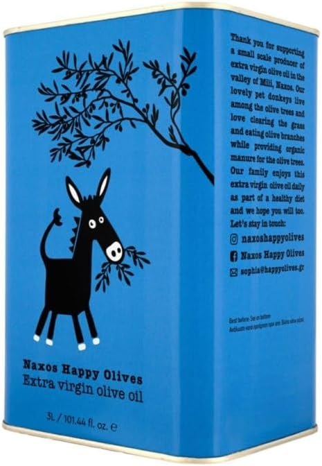 Huile d'Olive Extra Vierge grecque - Bidon de 3L - Premium Olive Oil Riche en Polyphénols, Olives Récoltées à la Main à Naxos (Cyclades) (3 L, Extra Vierge) Extra Vierge 3 L