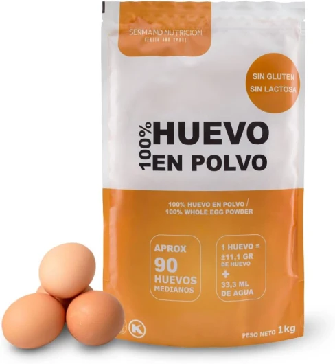 Œuf en Poudre (1 kg) - Œufs Pasteurisés Sans Gluten - Œuf Déshydraté - Sans Additifs - Produits Sans Lactose - Présentation en Sachet Zip