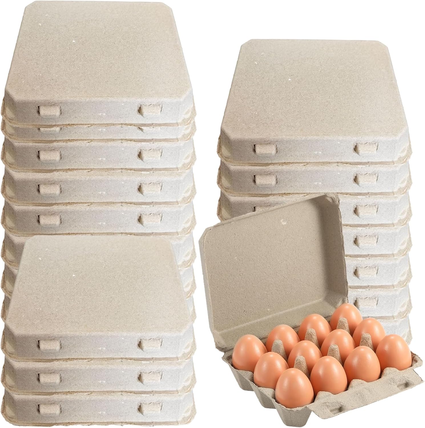 20pcs Oeufs biologiques 12 Count Cartons Cardboard, 3x4 Paper Pulp Egg Cartons, Courte Oeuf Reutilisable Aucune rupture pour le stockage du réfrigérateur, Oeufs bio 12 COUNT