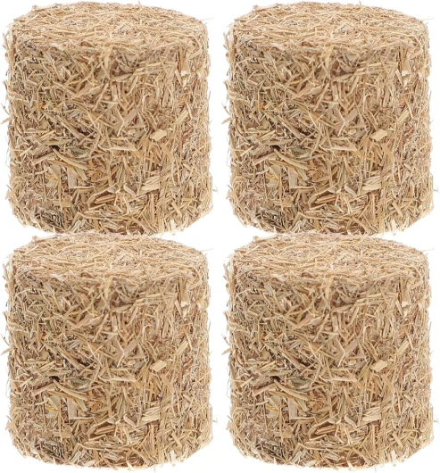 Mini Bottes De Foin 4 Pièces Mini Paille Artificielle Foin Rond Miniature Botte De Foin Figurine Faux Faux Hayrick Automne Blocs De Foin pour Maison De Poupée Bricolage Récolte
