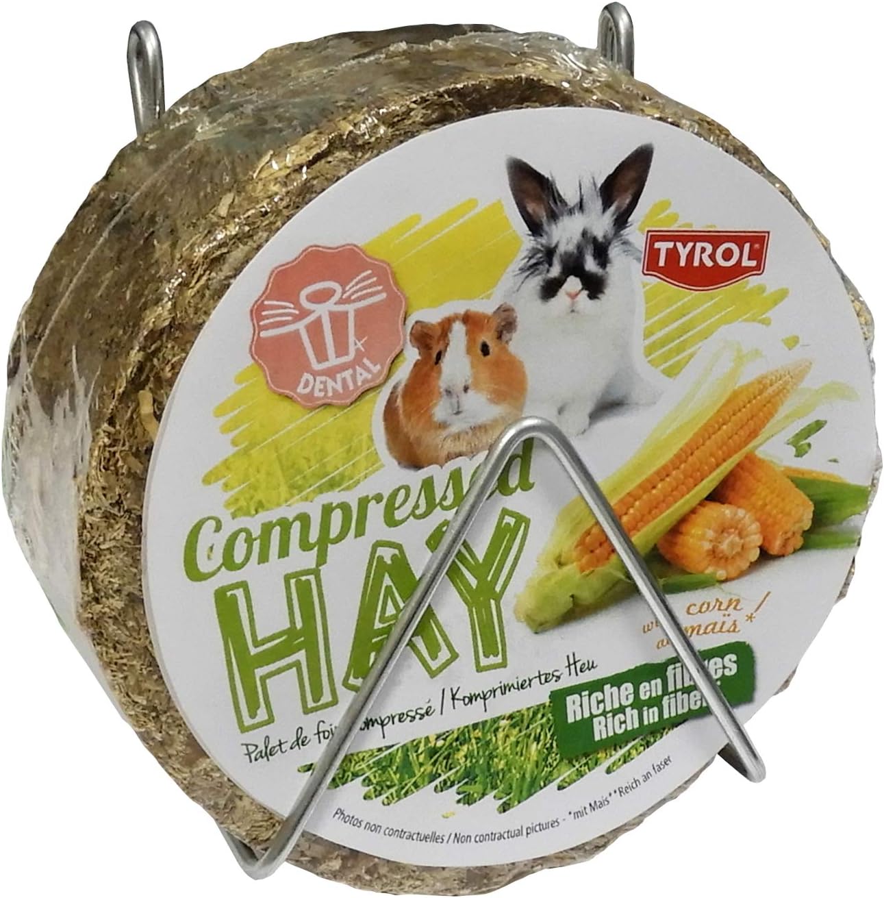 Palet Foin Compressé Maïs, Nourriture Lapin et Rongeurs, Foin lapin Riche en Fibres, Nourriture Complémentaire, Format Compressé et Pratique, Aliment Equilibré, 240G