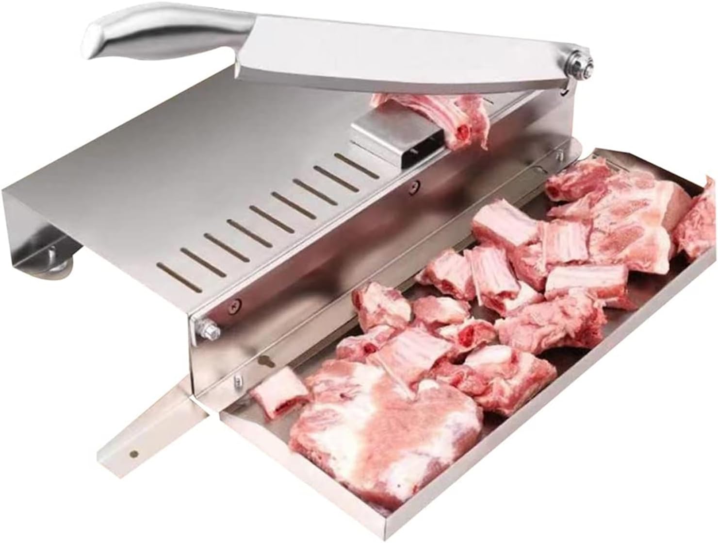 XBDLYQBD Coupe-os Manuel, Coupe-côtes de Poulet en Acier Inoxydable, Machine de découpe Robuste pour côtelettes d'agneau, Porc, bœuf, Poisson, grillades M Silver Silber