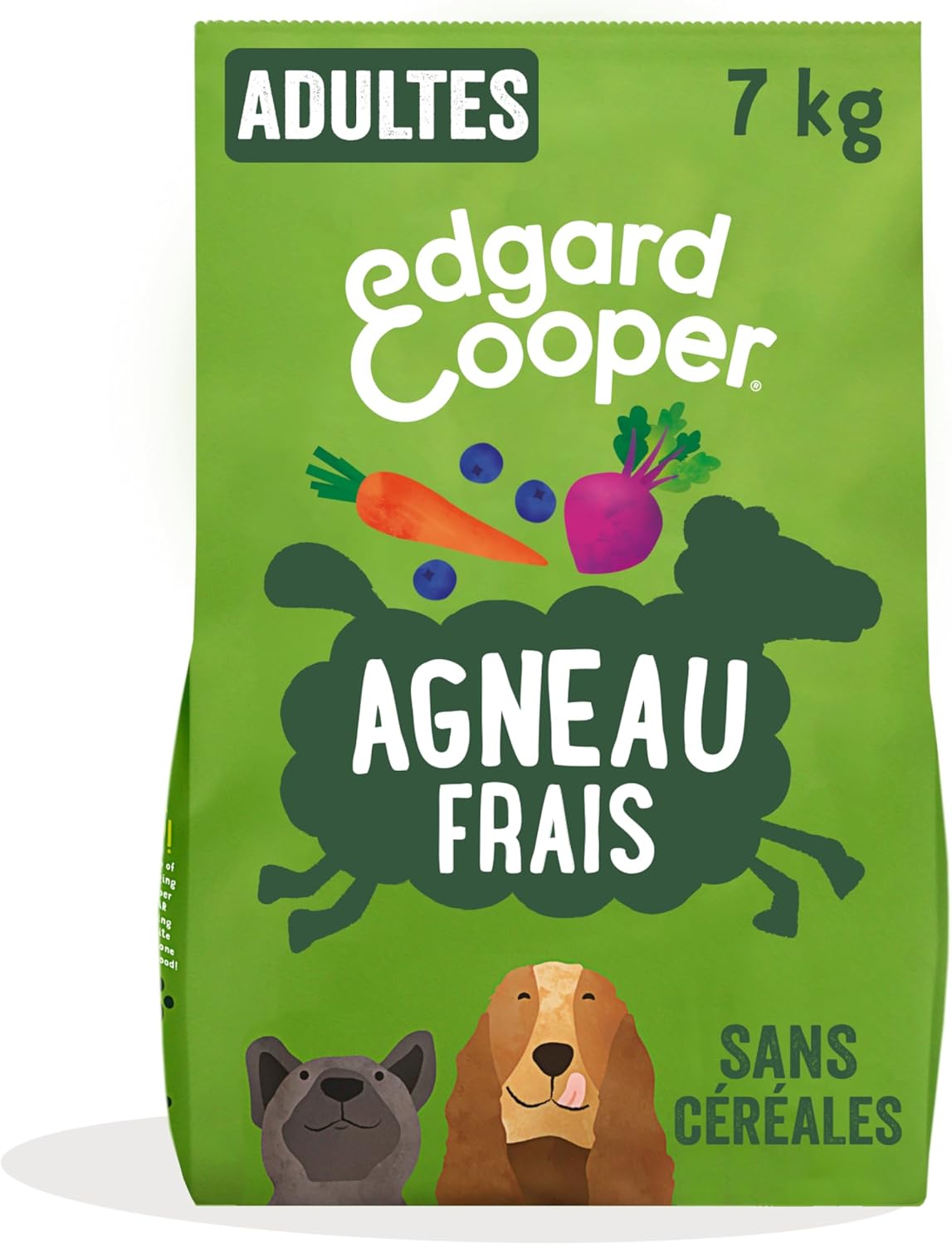 Edgard & Cooper Croquettes Chien, (Agneau Frais, 7kg), Sans Céréales, Viande fraîche et protéines de qualité, Vrais ingrédients pour chiens, Hypoallergénique, Sans sucres ajoutés Agneau 7kg