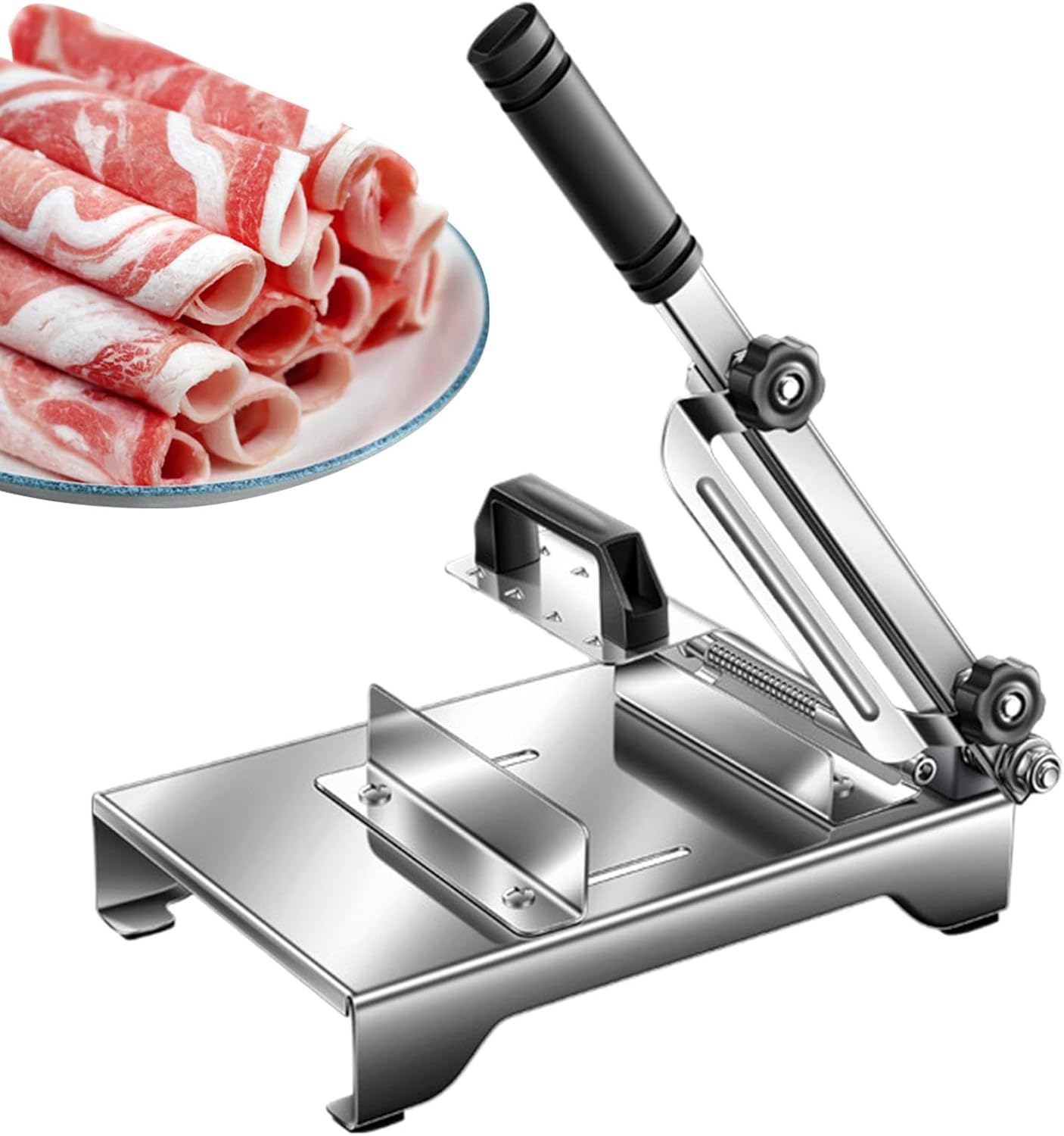 Trancheuse À Viande Fine, Trancheuse À Viande Manuelle,Trancheuse D'agneau Manuelle En Acier Inoxydable 0,2 Mm-8 Mm - Machine De Découpe D'os, Trancheuse De Légumes De Ménage De Mouton De Boeuf Pour L