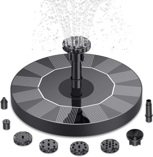 Fontaine Solaire Exterieure de Jardin, Fontaine Exterieure de Jardin avec 6 Buses, Pompe Solaire Bassin Exterieur pour Étang Piscine Patio Décoration 1.5W A-1,5w